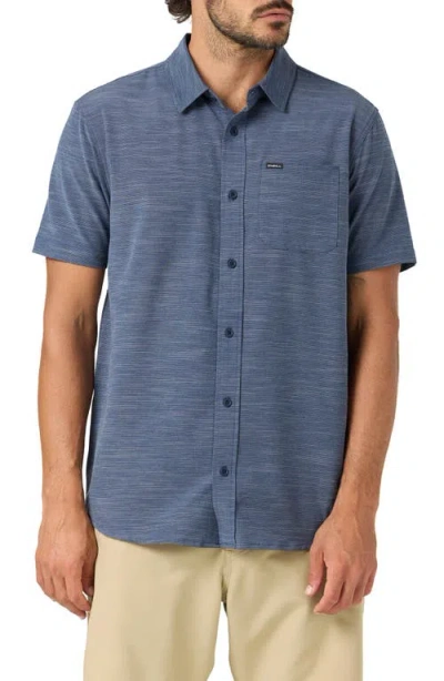 O'neill Upf Slub Short Sleeve Button Up Shirt In Blue