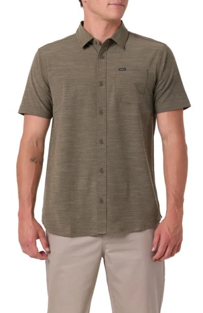 O'neill Upf Slub Short Sleeve Button Up Shirt In Brown