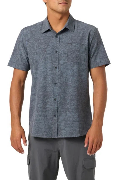 O'neill Upf Slub Standard Short Sleeve Performance Button-up Shirt In Blue
