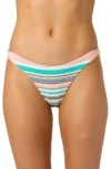O'neill Villa Stripe Hermosa Bikini Bottoms In Teal Multi Colored