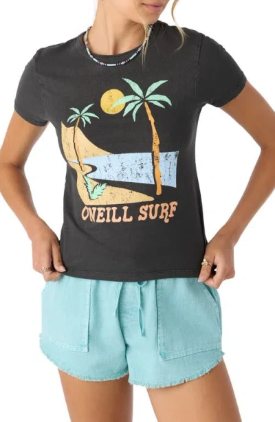 O'neill Weekend Palms Graphic T-shirt In Washed Black