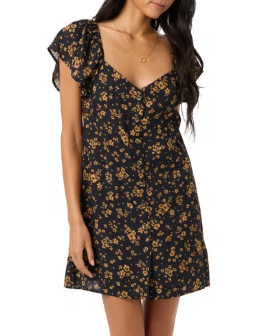 O'neill Women's Adalyn Maya Flora Floral Short-sleeve A-line Mini Dress In Black