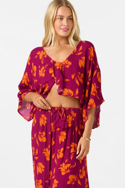 O'neill Women's Anna Printed Reversible Cover-up Top In Red