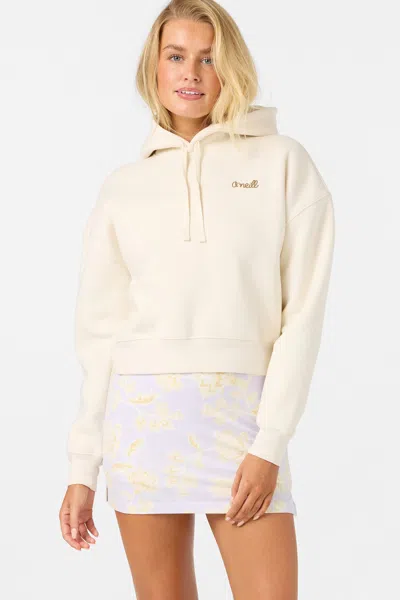 O'neill Women's Arden Cropped Hoodie Pullover Fleece Jacket In White