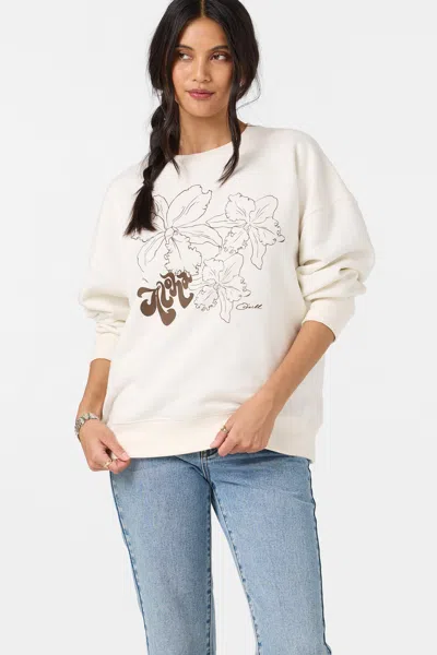 O'neill Women's Ariah Hawaii Oversized Crew Neck Fleece In White