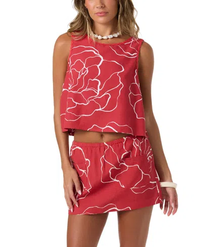 O'neill Women's Athena Sleeveless Crewneck Floral Top In Pink