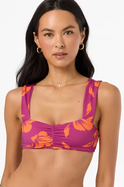 O'neill Women's Avery Painted Floral Caye Bralette Bikini Top In Purple