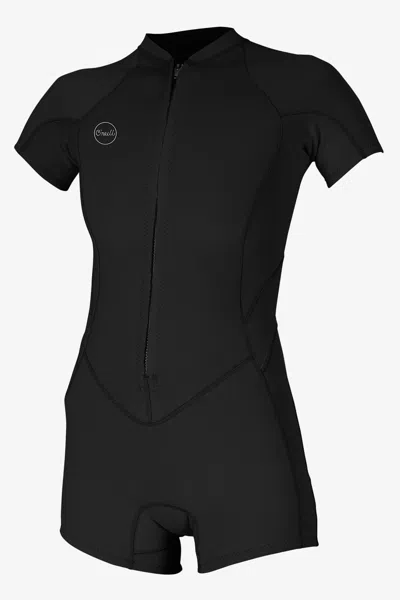 O'neill Women's Bahia 2/1mm Front Zip Short Sleeves Spring Wetsuit In Black