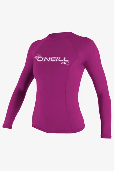 O'neill Women's Basic 50+ Long Sleeves Rash Guard In Purple