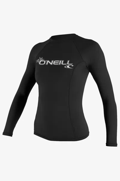 O'neill Women's Basic 50+ Long Sleeves Rash Guard In Black