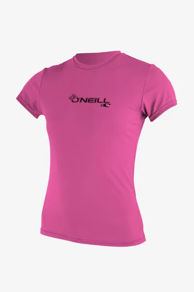 O'neill Women's Basic Short Sleeves Sun Shirt In Pink