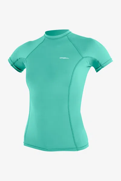 O'neill Women's Basic Skins-2 Short Sleeves Rash Guard In Green