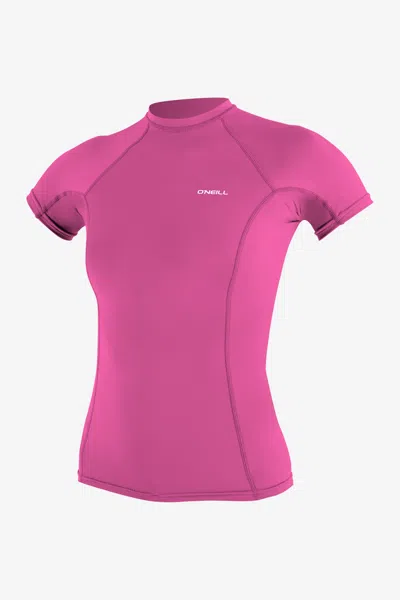 O'neill Women's Basic Skins-2 Short Sleeves Rash Guard In Pink