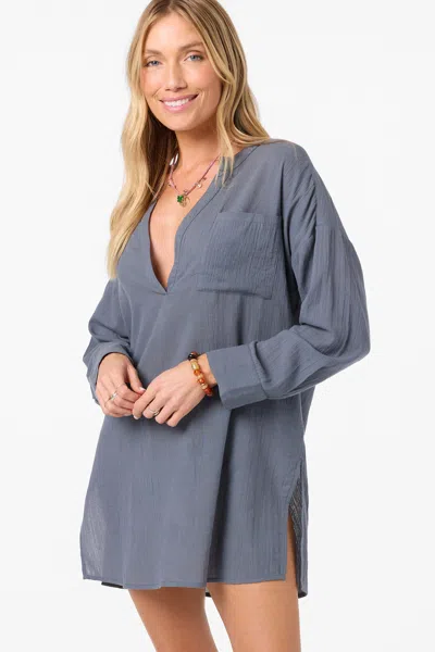 O'neill Women's Belizin Long Sleeve Cover-up Dress In Gray