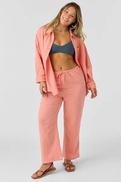 O'neill Women's Brenda Crinkle Double Gauze Beach Pants In Pink