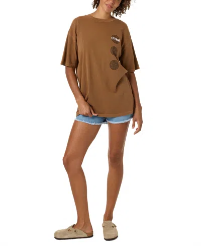 O'neill Women's Cotton Crewneck Oversized T-shirt In Brown