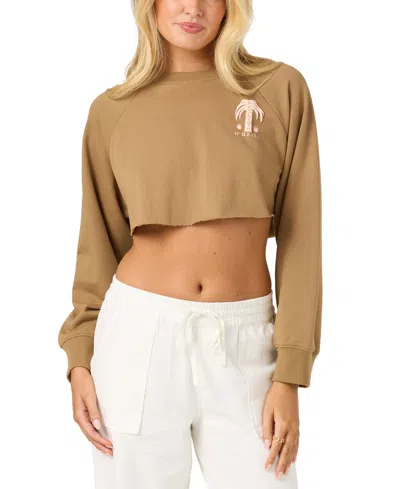 O'neill Women's Cropped Crewneck Sweatshirt In Dark Khaki
