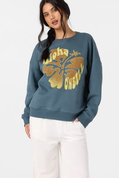 O'neill Women's Hibiscus Hawaii Oversized Crew Neck Fleece In Gray