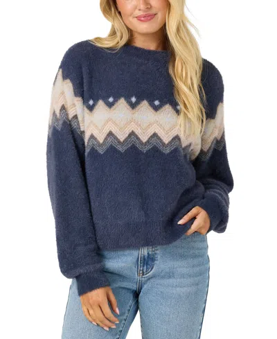 O'neill Women's Kieren Ribbed Knit Crewneck Cardigan In Navy