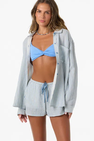 O'neill Leni Stripe Relaxed Button-up Shirt In Blue