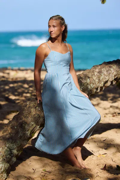 O'neill Women's Linden Stripe Sweetheart Neck Dress In Blue
