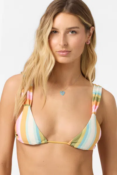 O'neill Women's Low Tide Menorca Triangle Bikini Top, Size Small, Elastane/polyester, Best Women's Swimwear, In Multi
