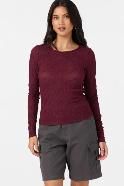 O'neill Women's Marliz Lace Long Sleeve Top In Burgundy