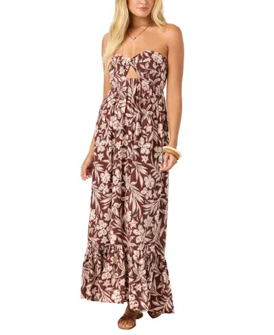 O'neill Women's May Strapless Cutout Maxi Dress In Chocolate