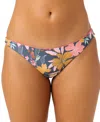 O'neill Women's Mila Floral-print Bikini Bottoms In Gray