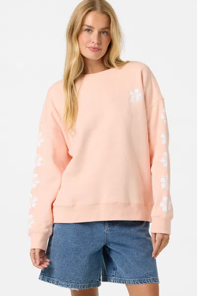 O'neill Women's Mini Hibis Oversized Crew Neck Fleece In Pink