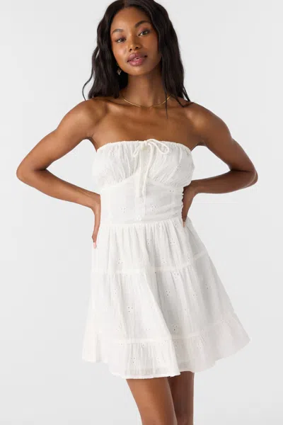 O'neill Naya Eyelet Embroidered Strapless Cotton Minidress In White