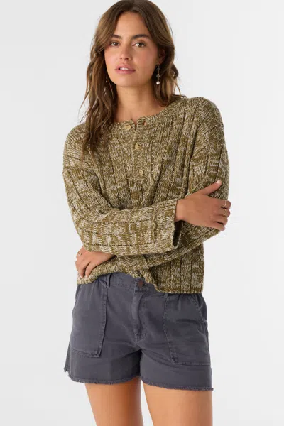 O'neill Women's Oceanfront Henley Long Sleeve Sweater In Gray