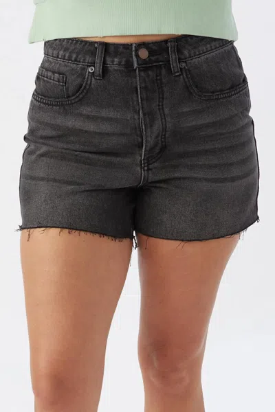 O'neill Women's  Kellerman Shorts Black Denim 100% Cotton Raw Hem Retro Jdm1019 In Gray