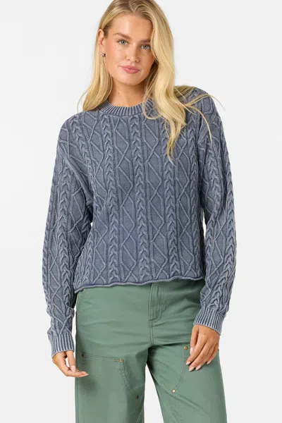 O'neill Women's O'riginals Misha Cable Knit Long Sleeve Sweater In Blue