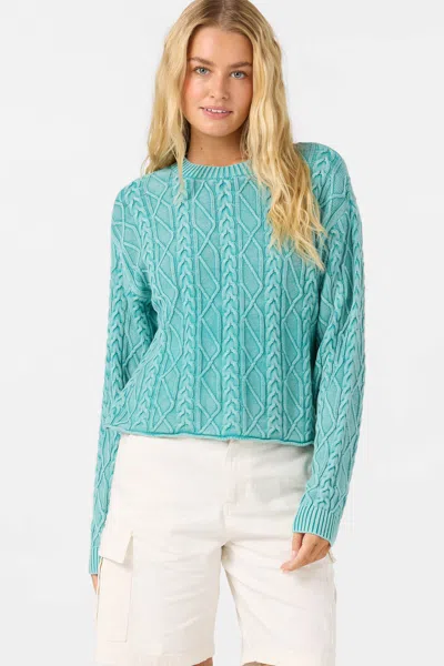 O'neill Women's O'riginals Misha Cable Knit Long Sleeve Sweater In Green