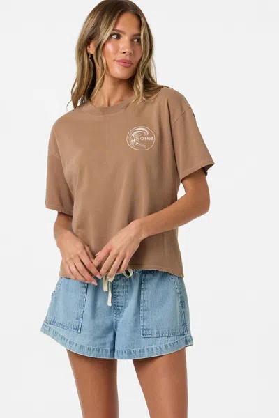 O'neill Women's O'riginals Salty Circle Surfer Easy T-shirt In Brown