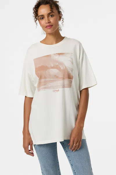 O'neill Women's O'riginals Wave Tone Oversized T-shirt In White