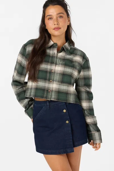 O'neill Women's Pippa Sleeve Crop Flannel In Green