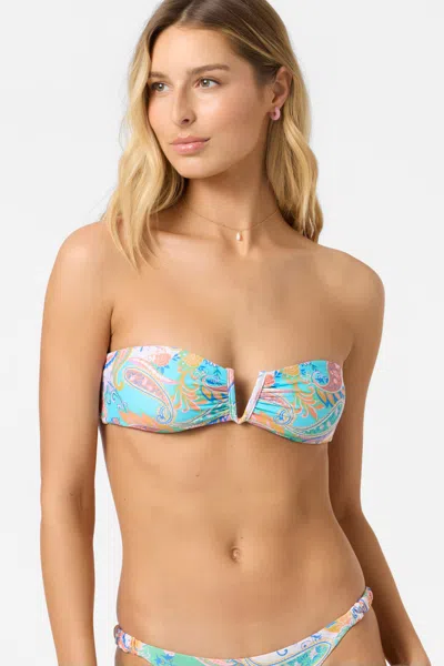 O'neill Women's Presley Paisley Gold Coast Bandeau Bikini Top, Size Small, Elastane/polyamide, Best Women's  In Multi