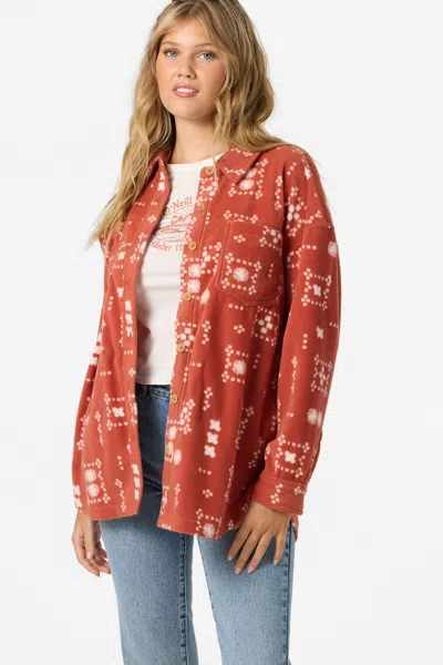 O'neill Rune Oversize Superfleece Shirt Jacket In Brown