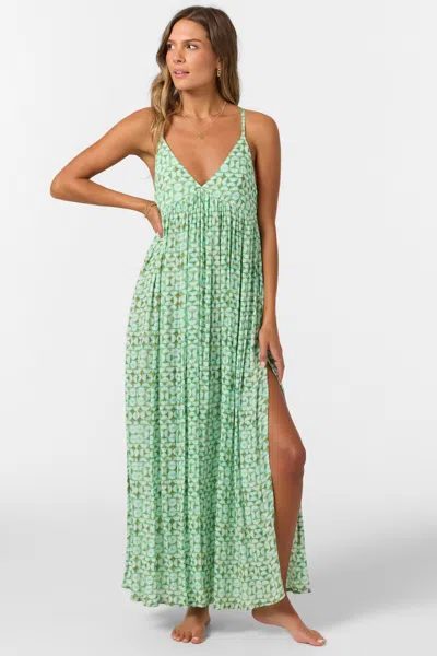 O'neill Women's Saltwater Essentials Mel Maxi Printed Dress In Peacock Green
