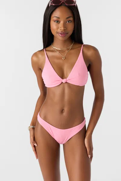 O'neill Women's Saltwater Solids Rib Pismo Bralette Bikini Top In Pink