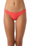 O'neill Women's Saltwater Solids Rib Rockley Bikini Bottom In Cayenne In Red
