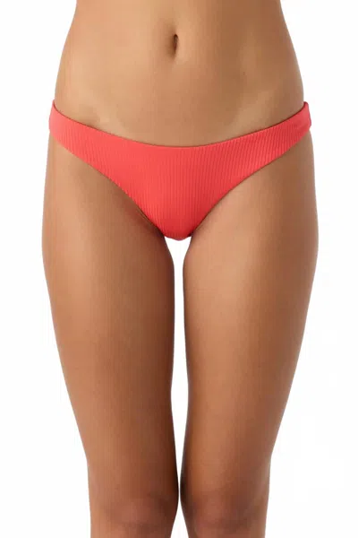 O'neill Women's Saltwater Solids Rib Rockley Bikini Bottom In Cayenne In Red