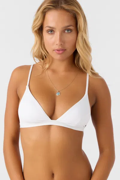 O'neill Women's Saltwater Solids Rib Seaside Triangle Bikini Top In White