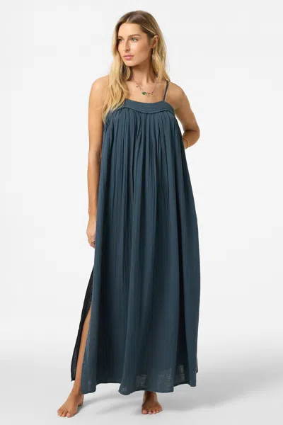 O'neill Sai Saltwater Solids Cover-up Cotton Maxi Dress In Blue