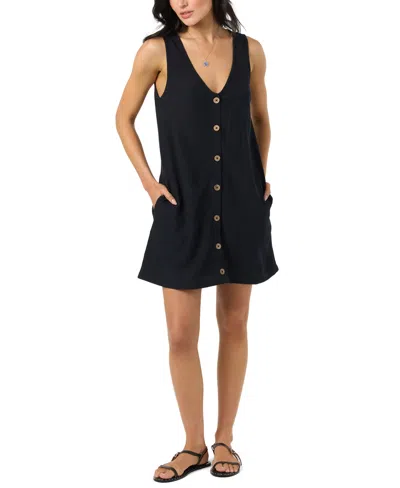 O'neill Women's Sanders Button-front Woven Mini Dress In Black