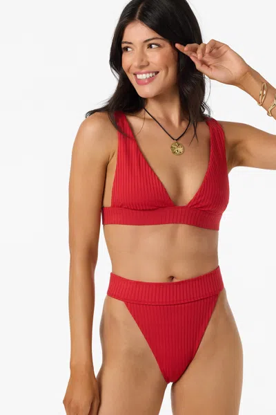 O'neill Women's Shorebreak Rib Cancun Bralette Bikini Top In Red