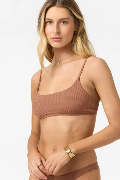 O'neill Shorebreak Rib Surfside Bikini Top In Brown