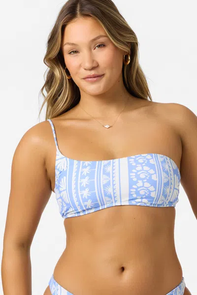 O'neill Women's Surf Abstract Seal Beach One Shoulder Bandeau Bikini Top In Blue